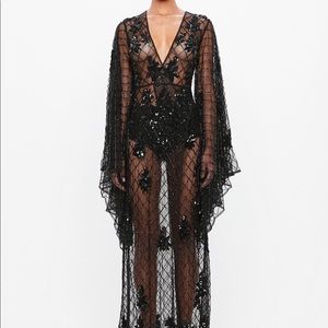 Missguided black beaded and sequin gown